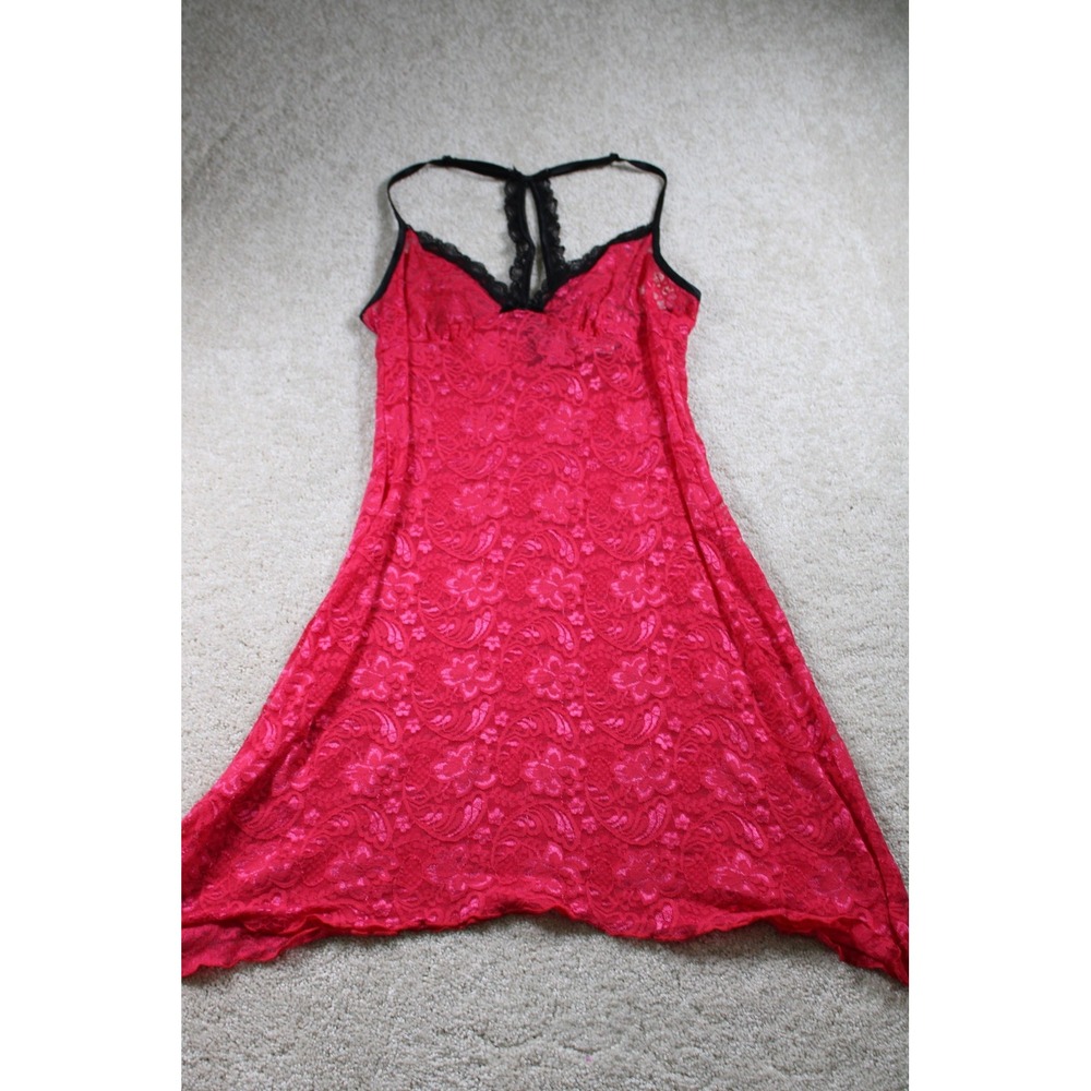 APT.9 Intimates Lace Chemise Womens Small Red Black Sheer Lingerie Nightgown